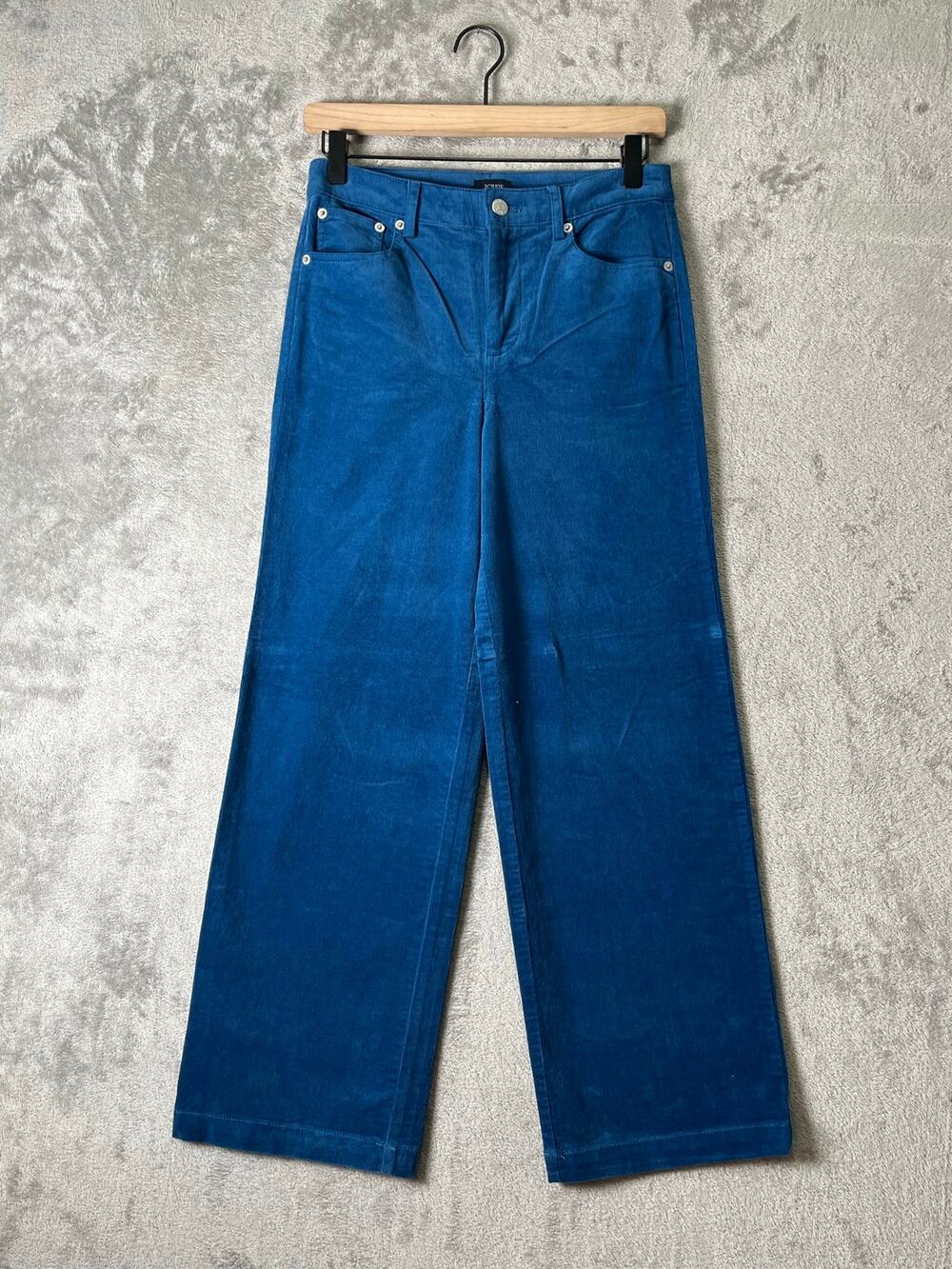 J.Crew Blue Corduroy Wide Leg Pants Size 24 High Rise Office Siren Career 24 New
